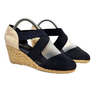 Lauren Ralph Lauren Shoes | Lauren Ralph Lauren Collins Espadrille Sandals Navy Blue Beige 7.5 | Color: Blue | Size: 7.5 | Settosell's Closet